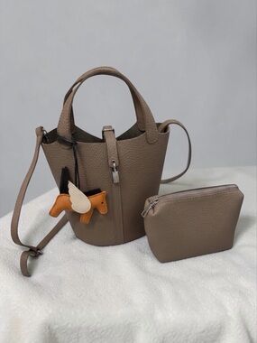 Madison Lock Bucket Tote crossbody with Pouch - Women’s Shoulder Bag - Vegan